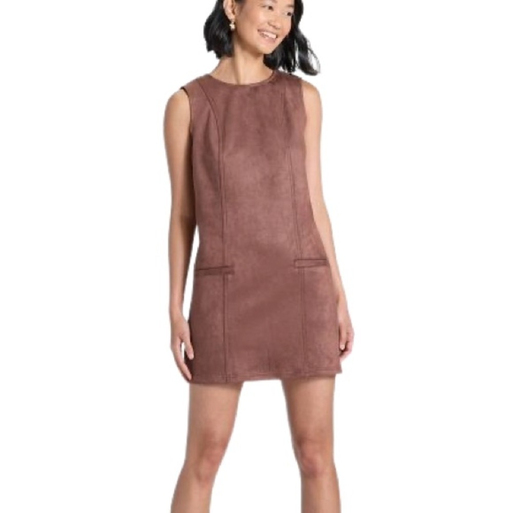 A new day Women's Suede brown sleeveless Mini Dress
